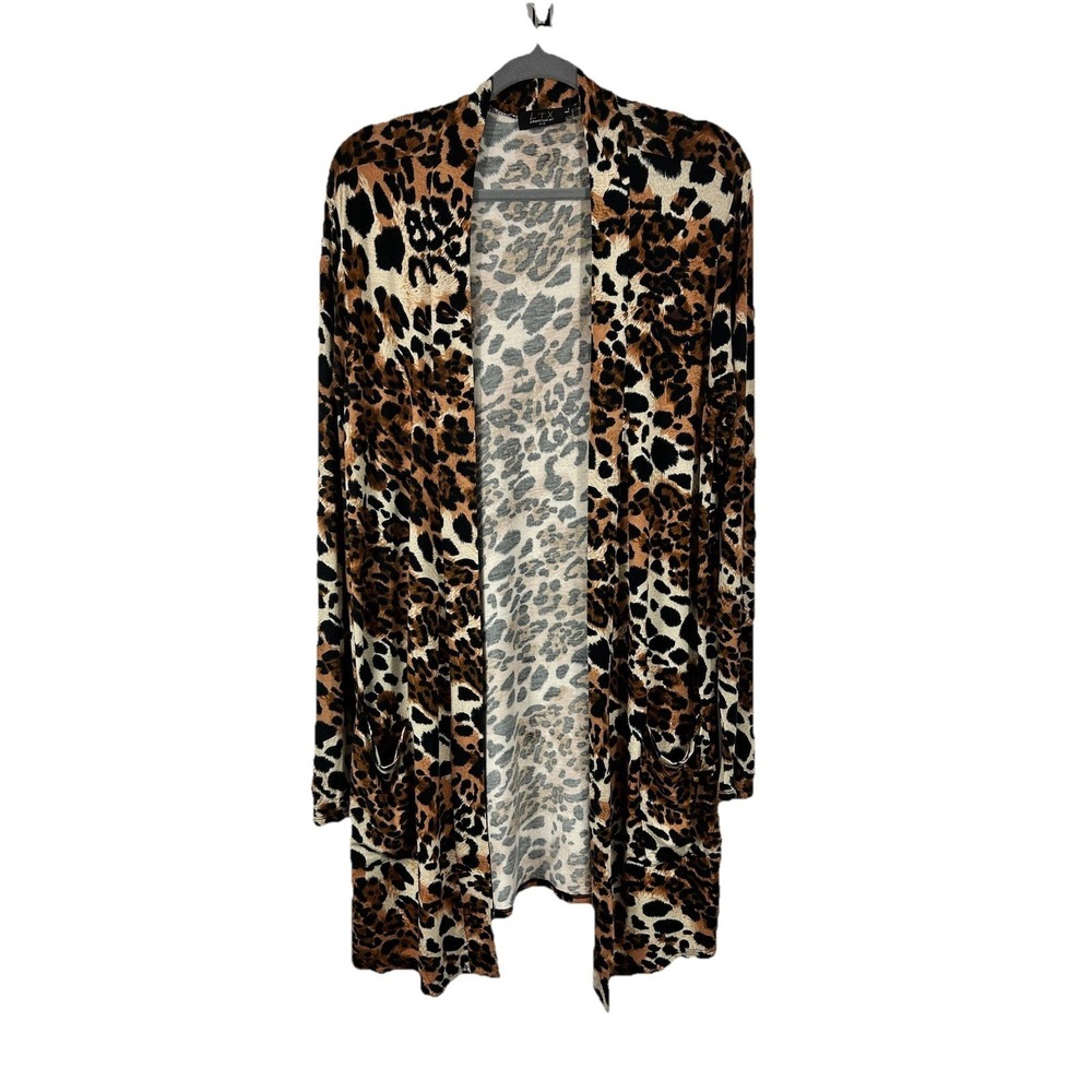 LTX Sportswear Open Front Duster Cardigan Animal Print L Baddie Mob Wife Indie